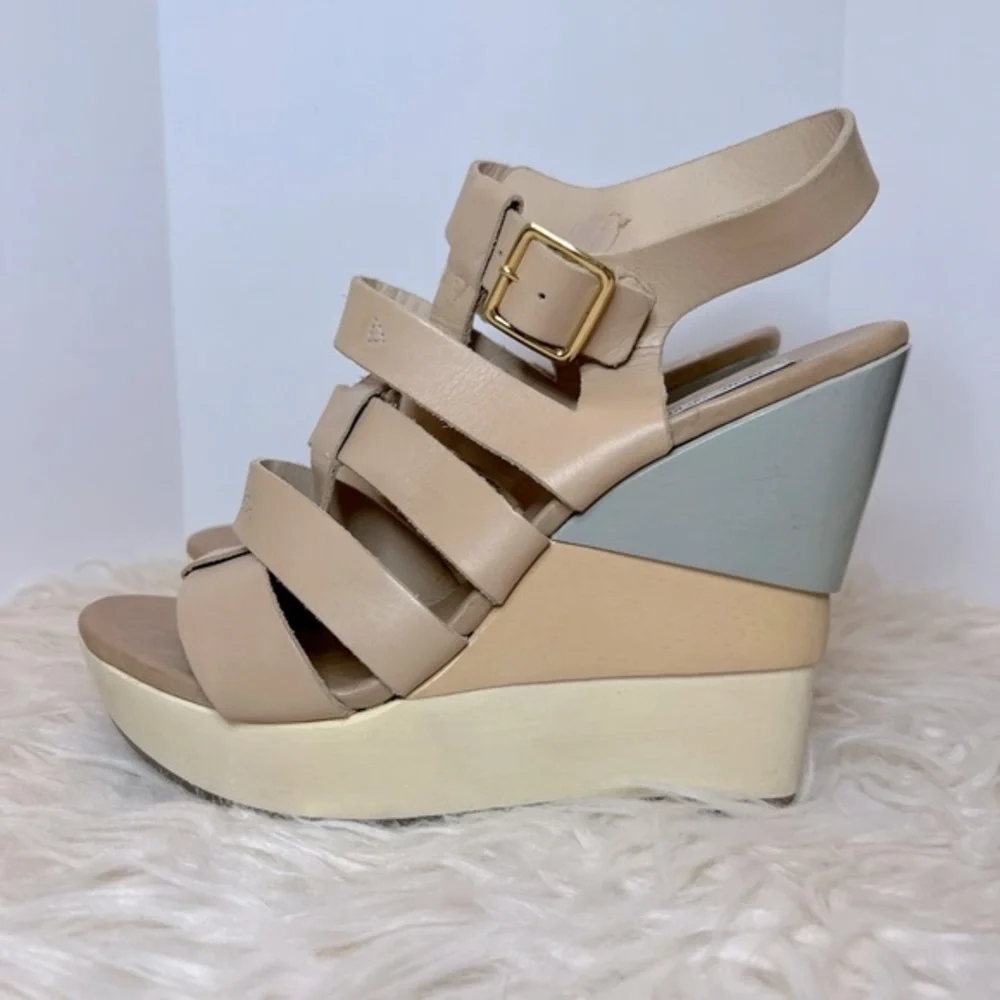 DIANE von FURSTENBERG Colorblock Platform Wedge‎ Sandals in Oceana Size 8.5